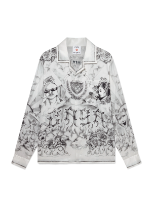 Tattoo Long Sleeve Silk Shirt
