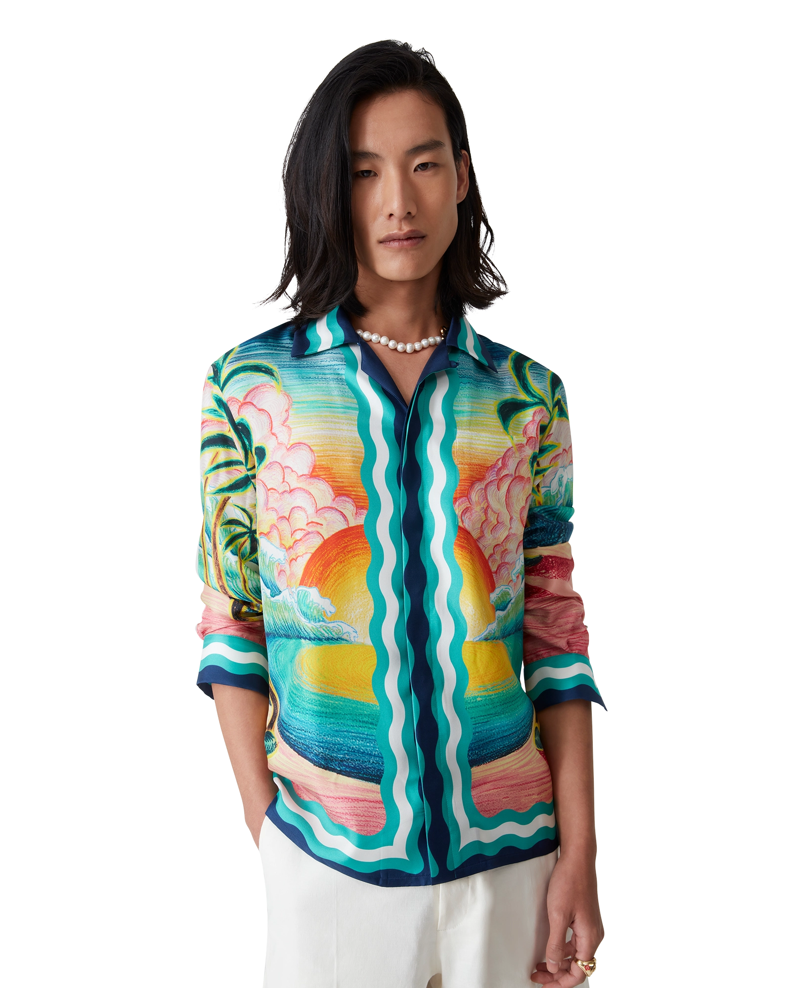 Danse De La Mer Long Sleeve Silk Shirt - 图片 4