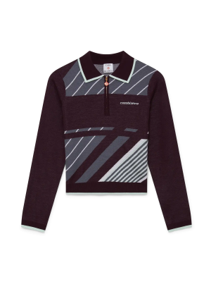Diagonal Tennis Merino Long Sleeve Polo Shirt
