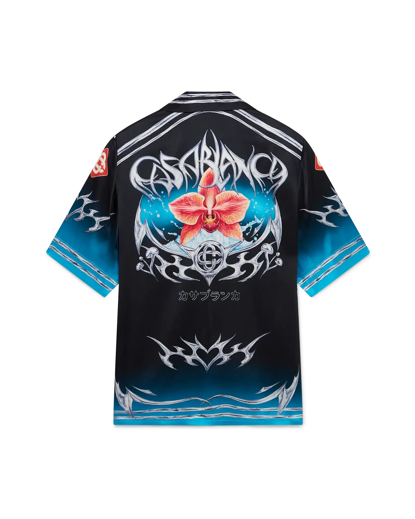 Blades Short Sleeve Silk Satin Shirt