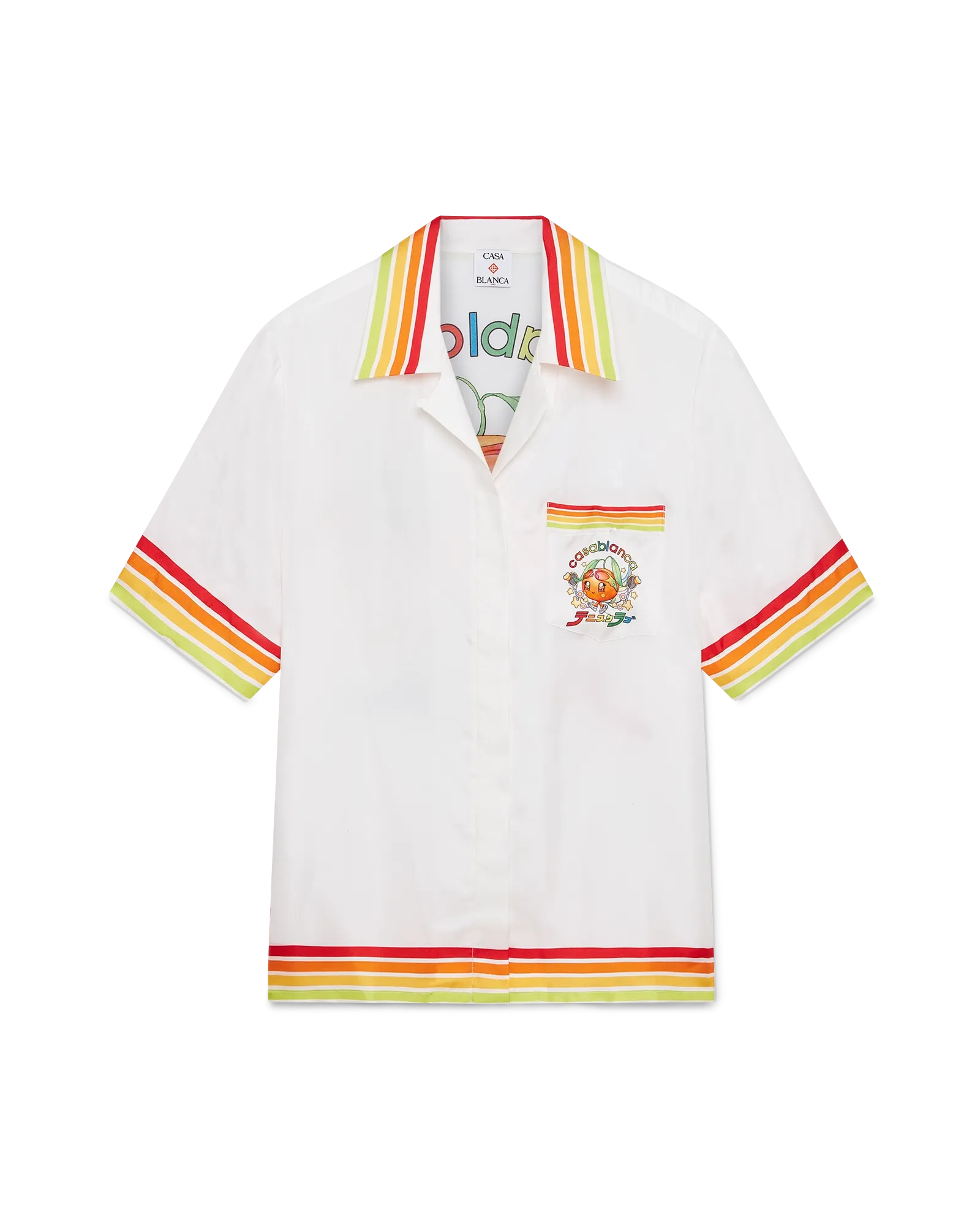 Orange Mascot Short Sleeve Silk Twill Shirt - 图片 5