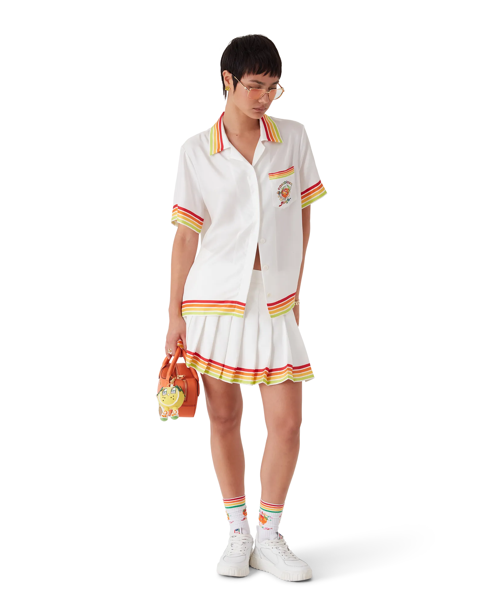 Orange Mascot Short Sleeve Silk Twill Shirt - 图片 4