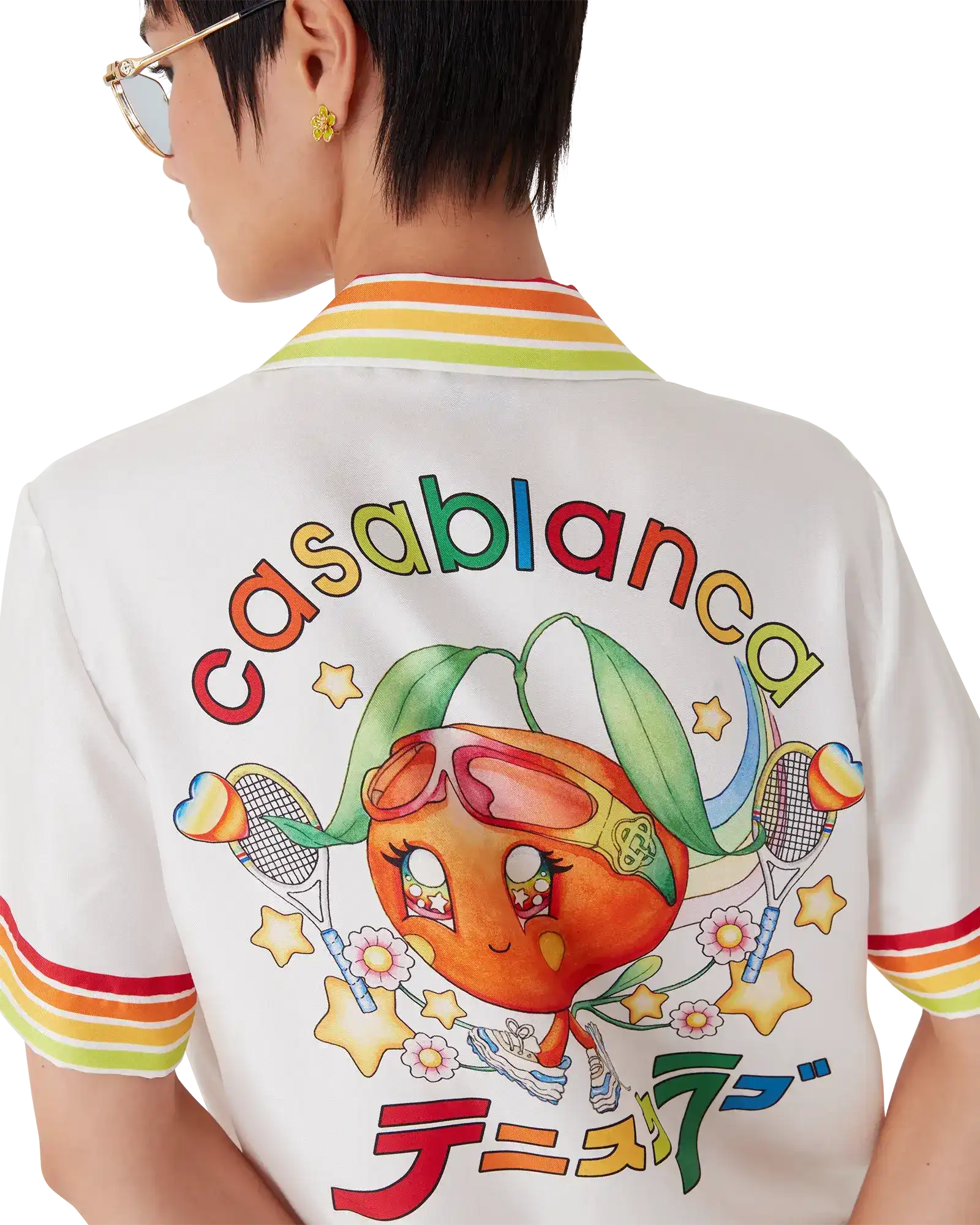 Orange Mascot Short Sleeve Silk Twill Shirt - 图片 3