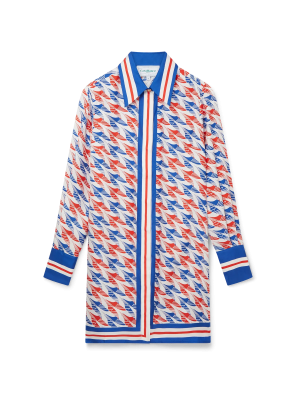 Aviation Houndstooth Printed Button Through Dress