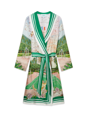 Tennis Club Prive Printed Silk Robe