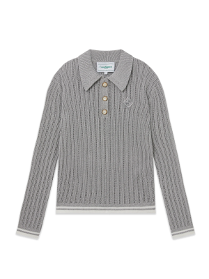 Silver Long Sleeve Polo Shirt