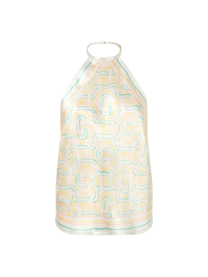 Crayon Monogram Silk Scarf Top