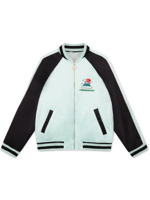 Embroidered Satin Bomber Jacket