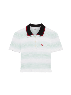 Stripe Shirred Polo Shirt