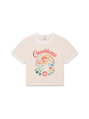 Mushroom Emblem Cropped Short Sleeve T-Shirt