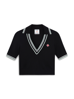 Viscose V-Neck Polo Shirt