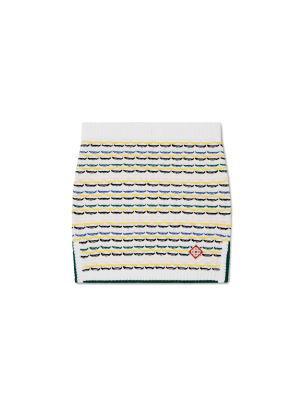 Cotton Tuck Stitch Knit Mini Skirt