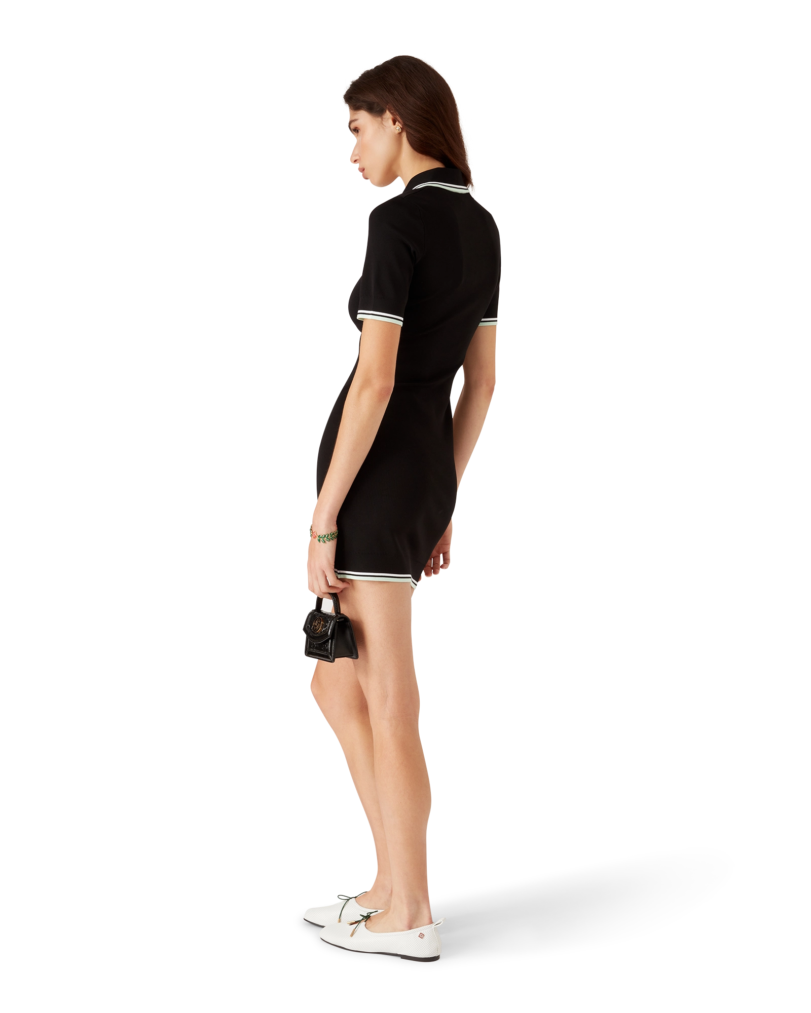 Viscose V Neck Polo Dress - 图片 3