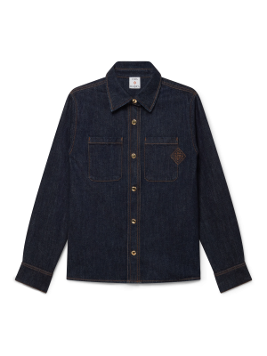 Denim Shirt with Logo Embroidery