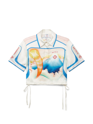 Fuji Dream Short Sleeve Silk Cropped Shirt