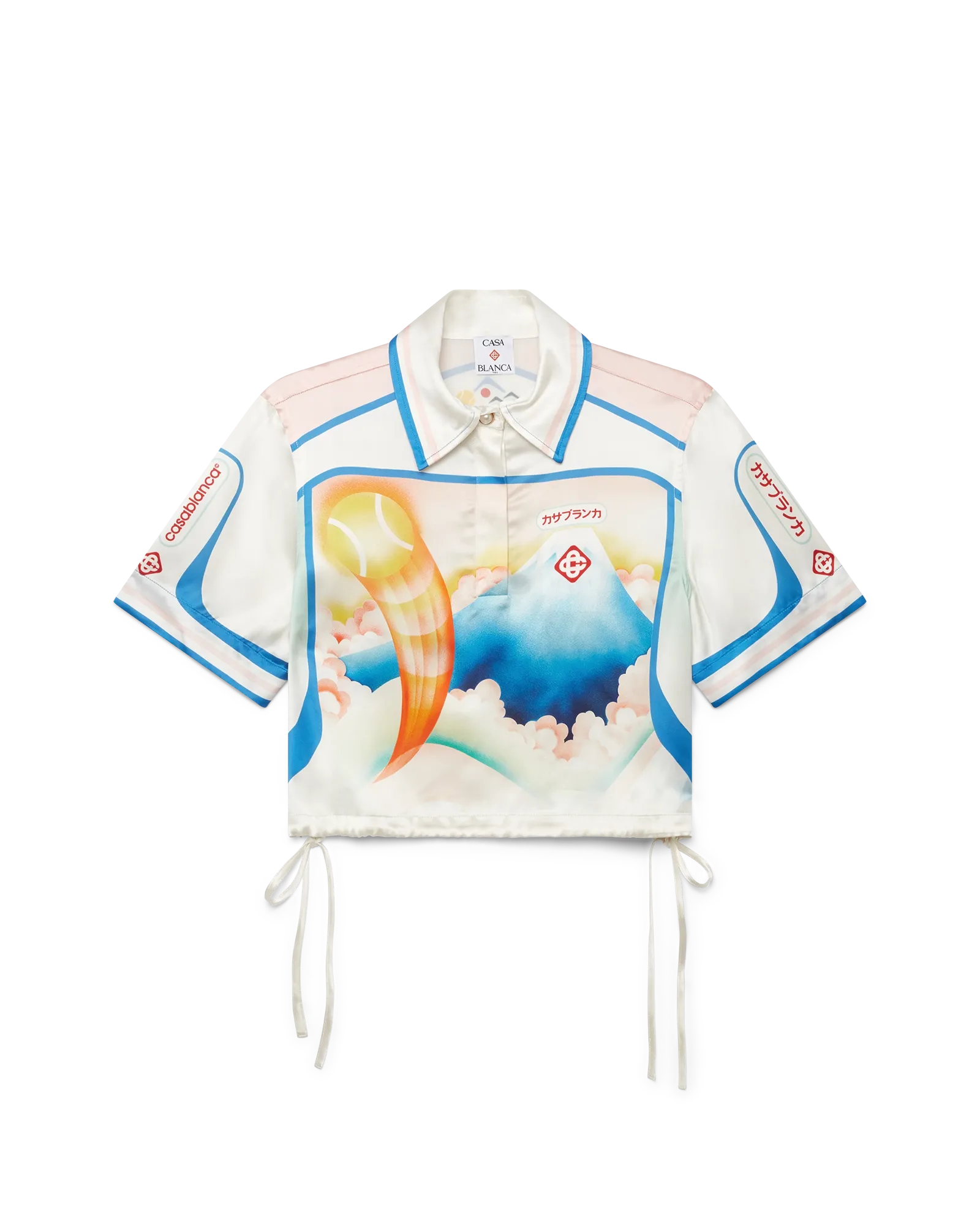 Fuji Dream Short Sleeve Silk Cropped Shirt