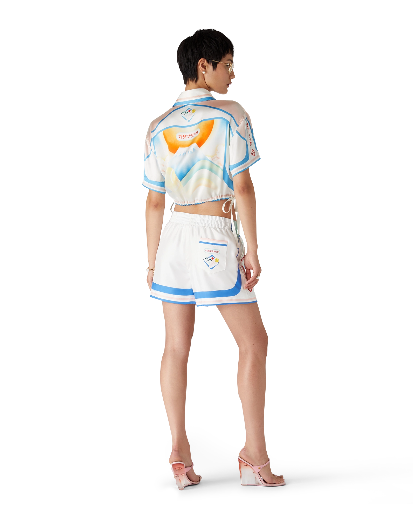 Fuji Dream Short Sleeve Silk Cropped Shirt - 图片 5