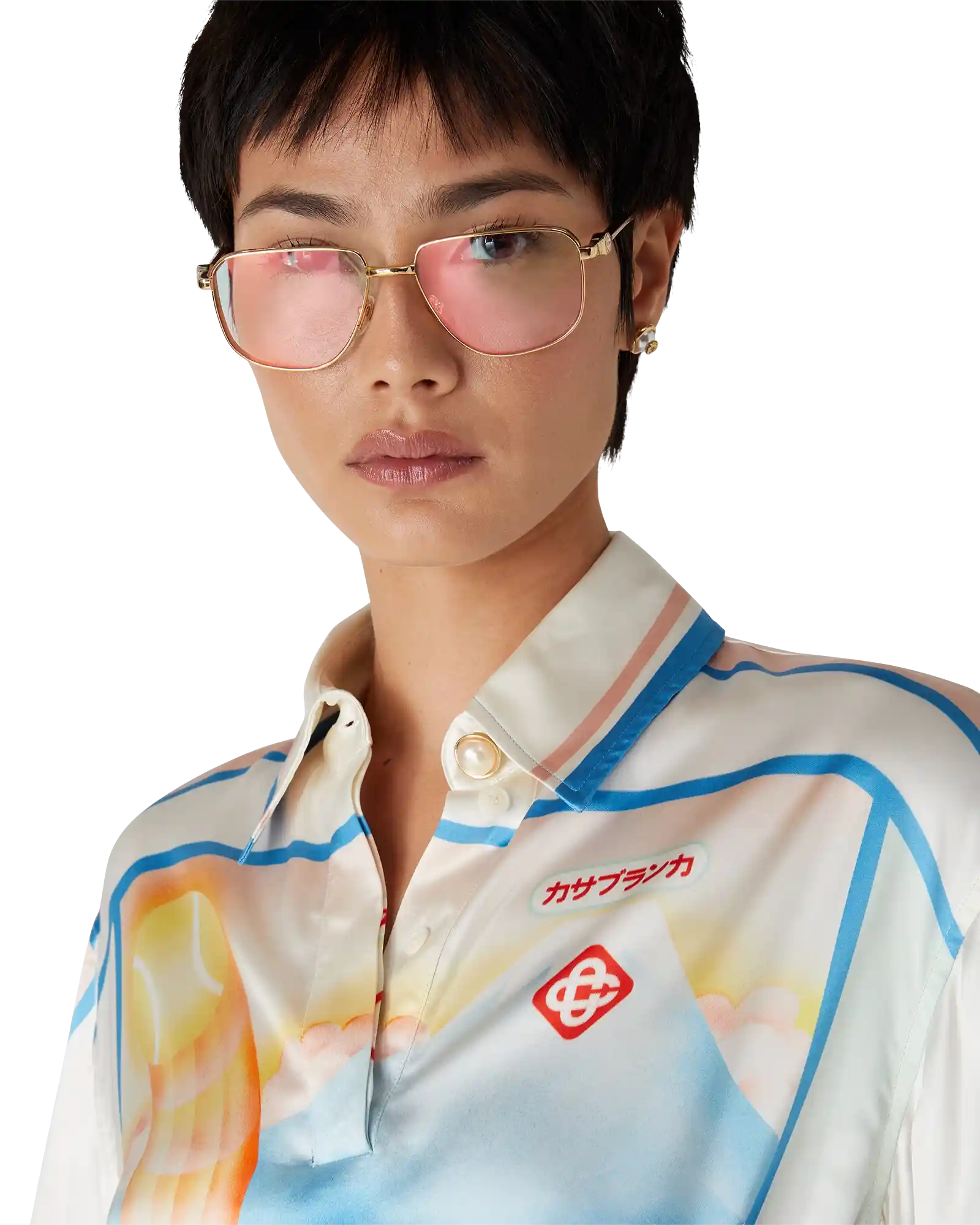 Fuji Dream Short Sleeve Silk Cropped Shirt - 图片 3