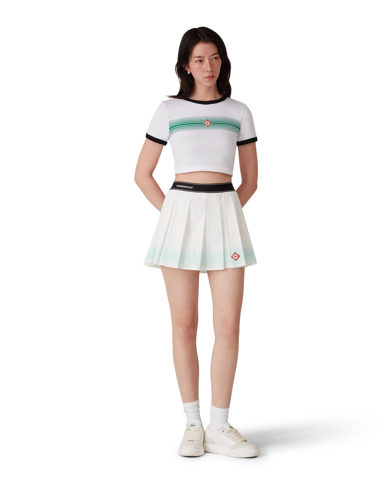Stripe Pleated Mini Skirt - 图片 2
