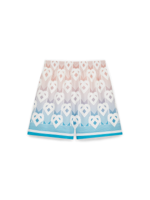 Gradient Heart Monogram Silk Shorts