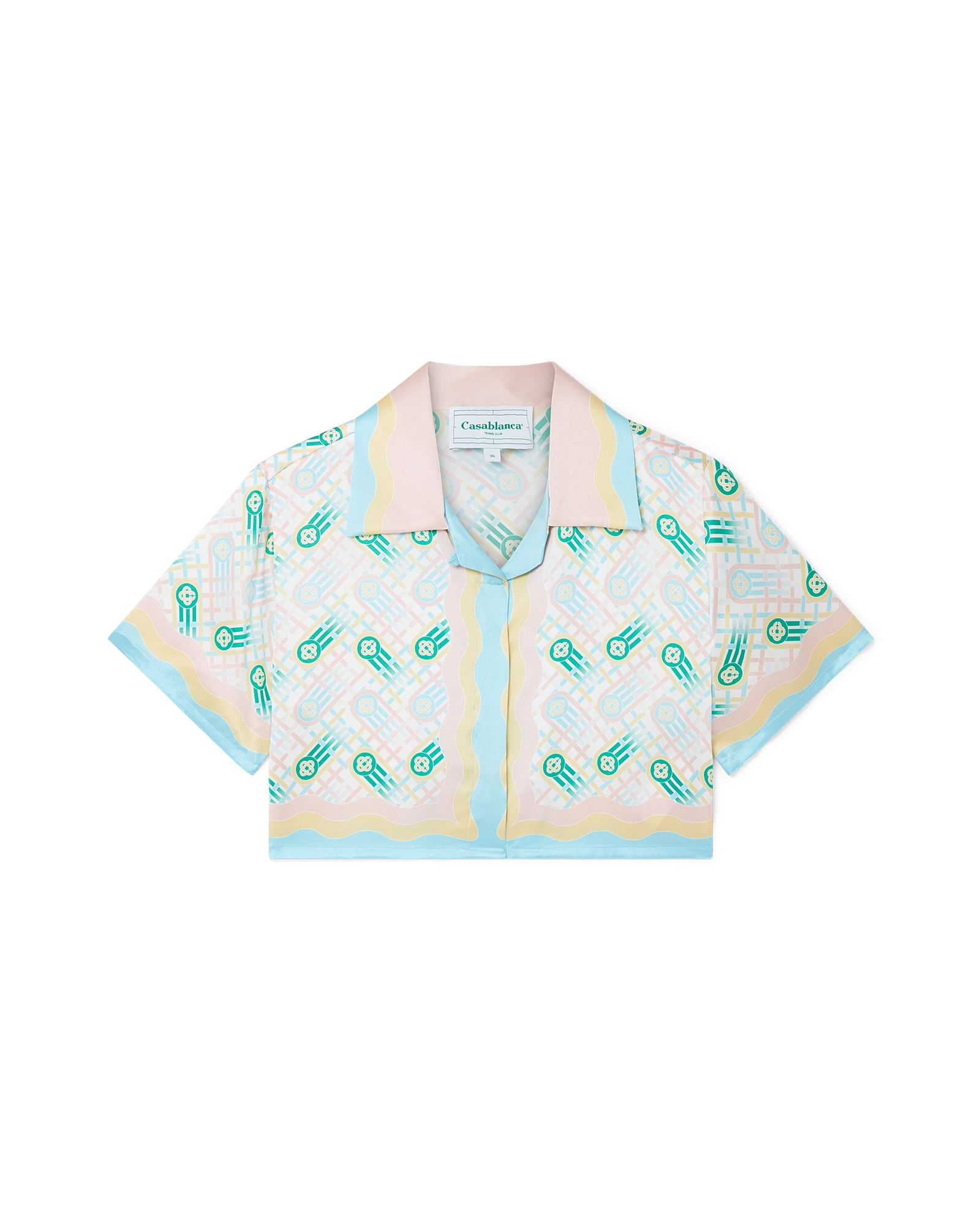 Ping Pong Cropped Short Sleeve Silk Shirt