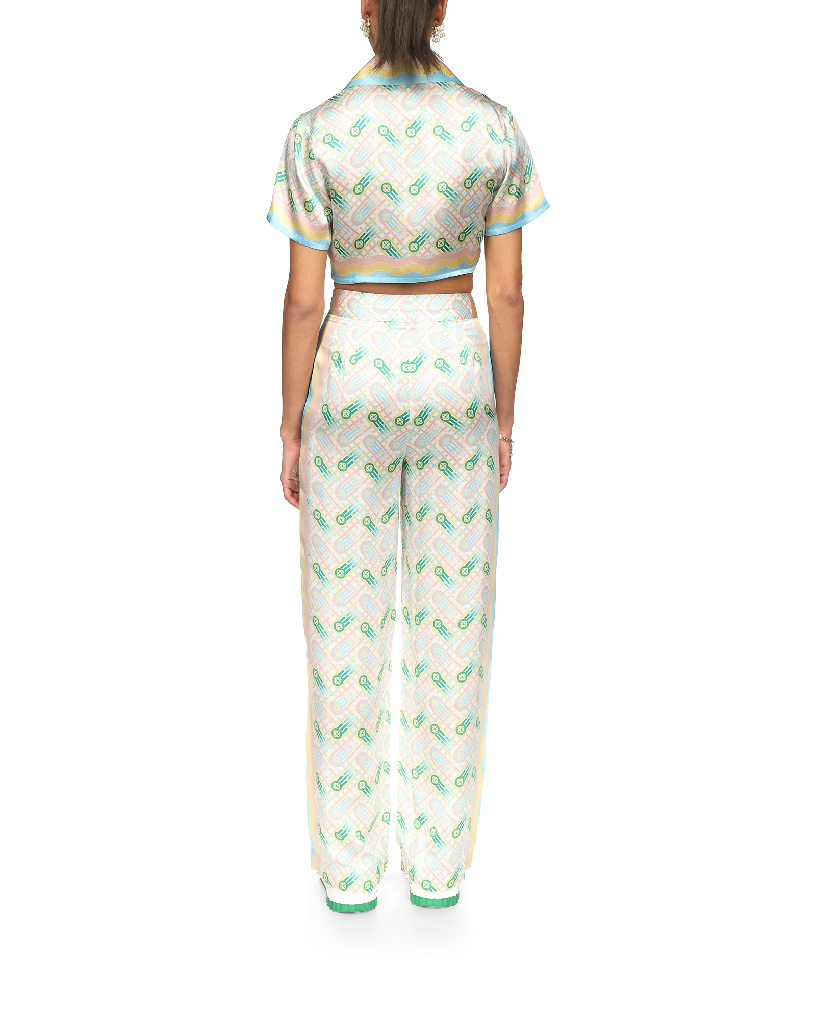 Ping Pong Cropped Short Sleeve Silk Shirt - 图片 4