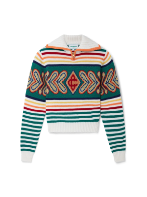 Multicolour Diamond Zip Up Jumper