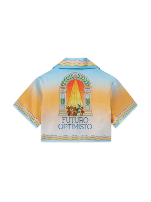 La Danse Cropped Short Sleeve Silk Shirt