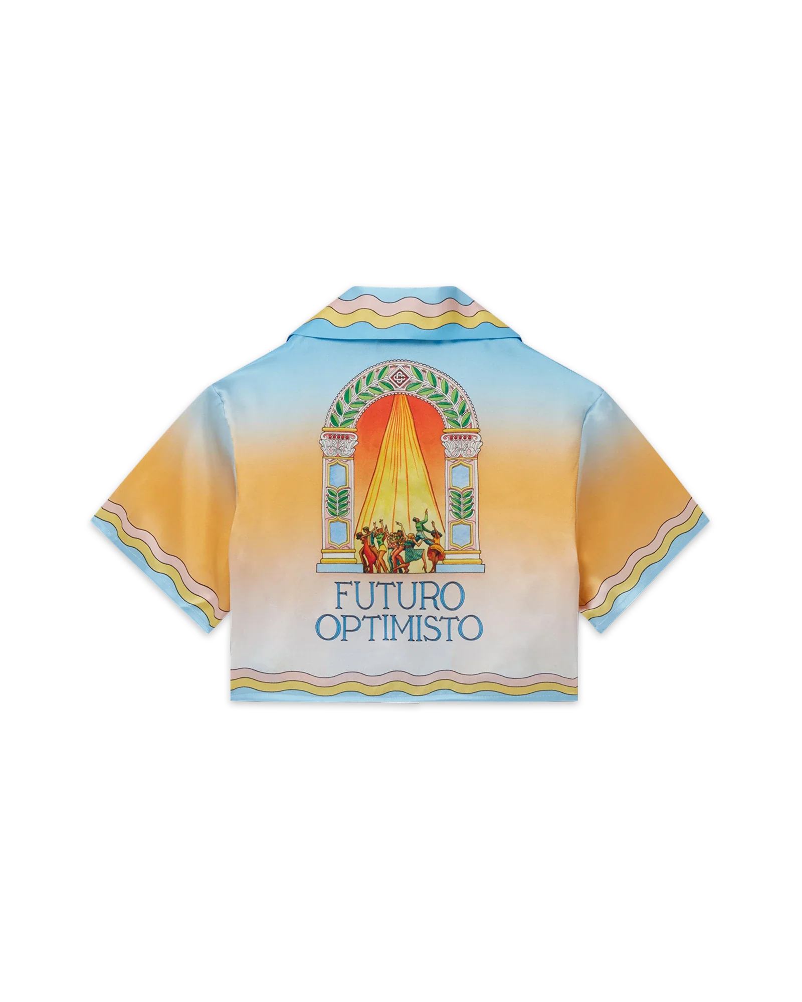 La Danse Cropped Short Sleeve Silk Shirt