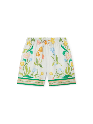 L'Arche Fleurie Silk Shorts