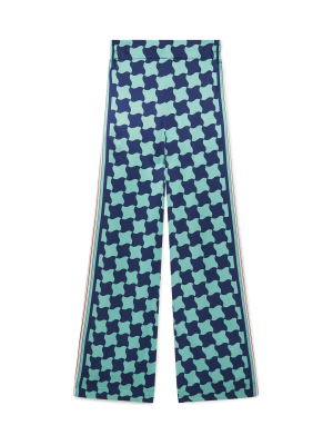 Pool Tile Wide Leg Silk Trousers