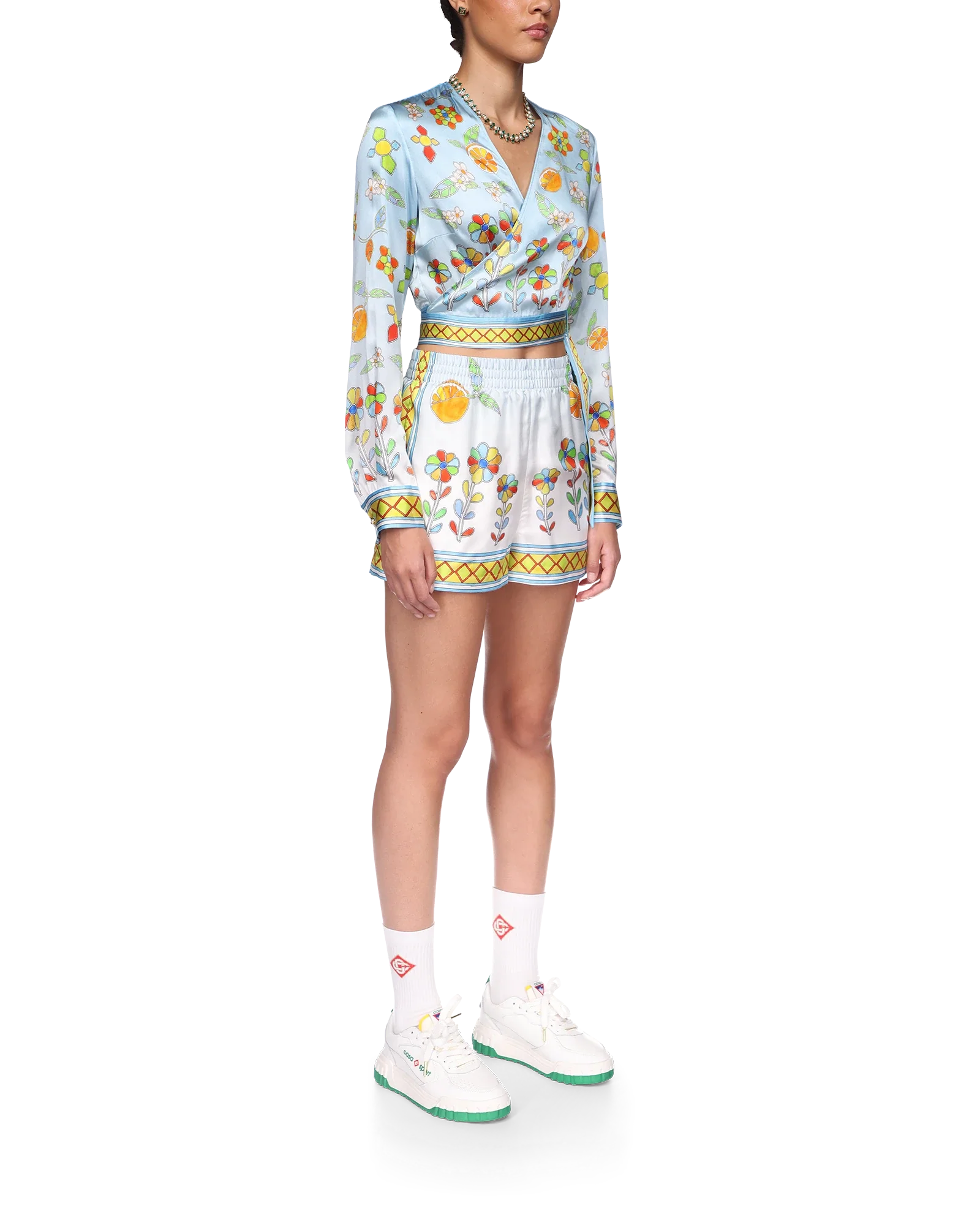 Yoruba Flowers Wrap Long Sleeve Blouse - 图片 5