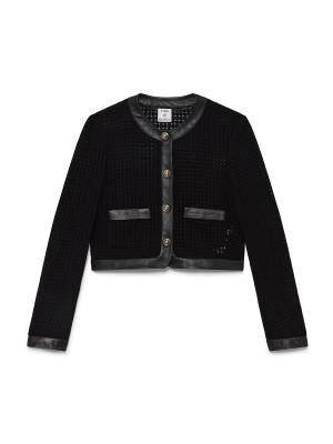 Open Weave Cropped Tailored Jacket