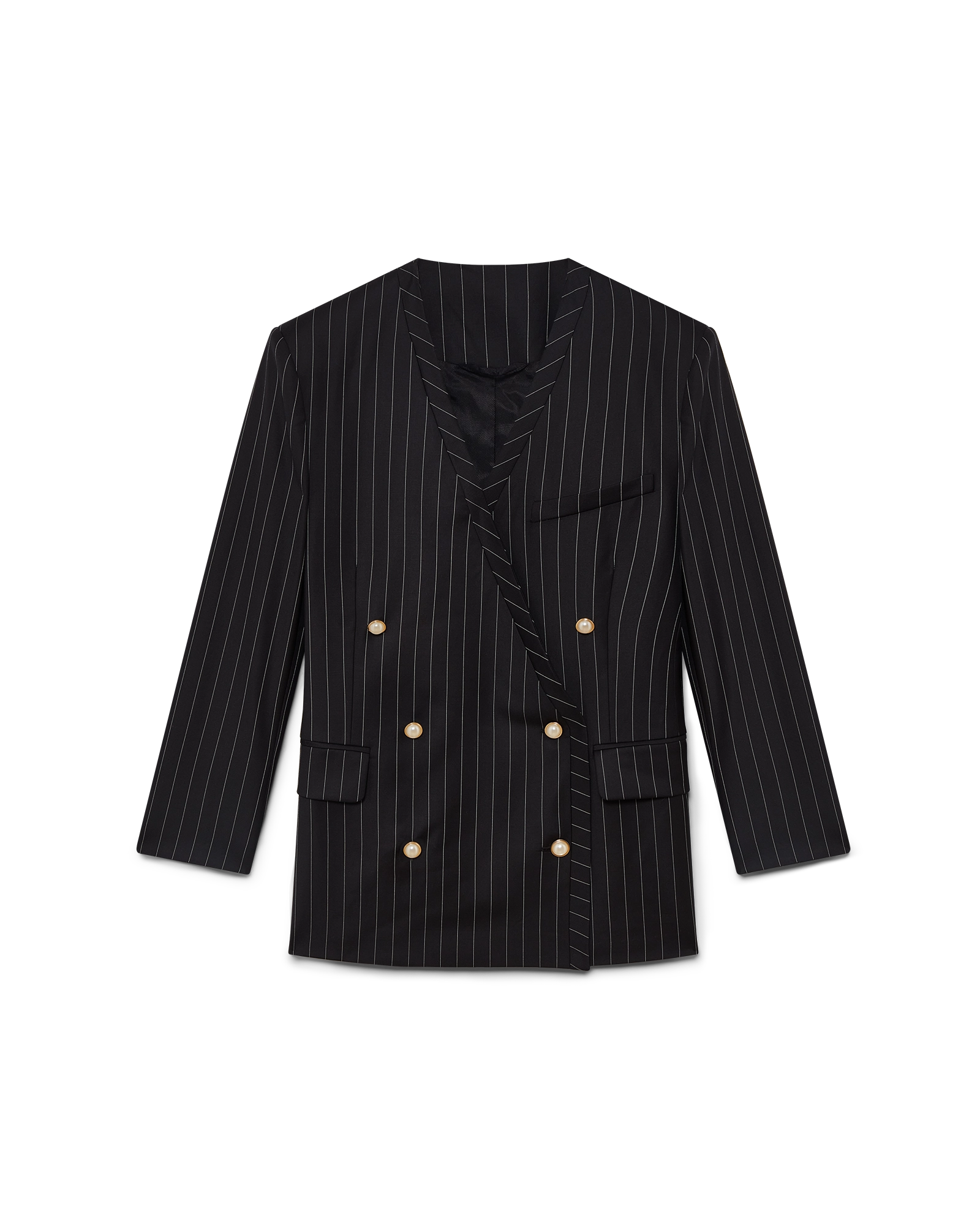 Wool Pinstripe Oversized Blazer