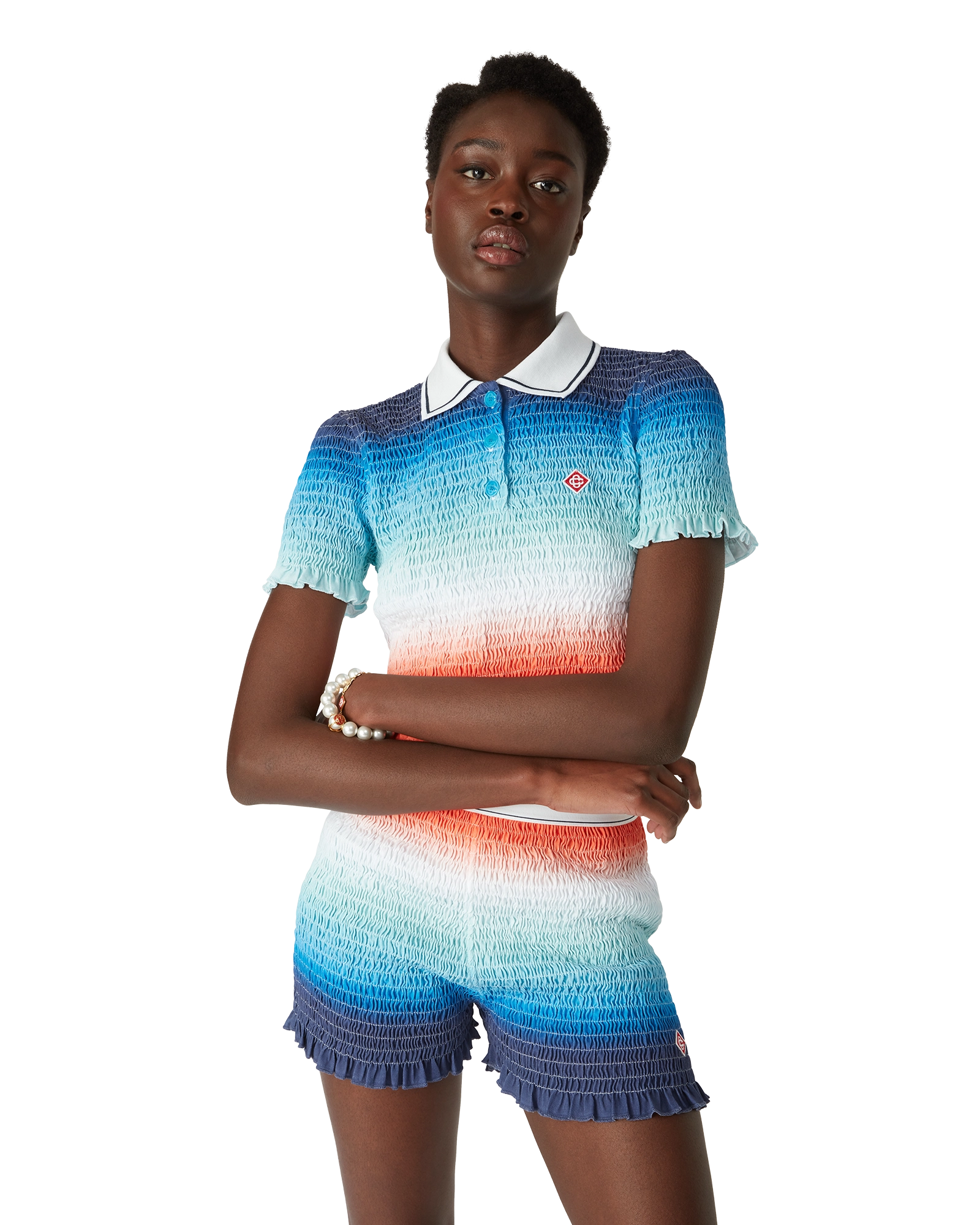 Gradient Cropped Polo Shirt - 图片 4