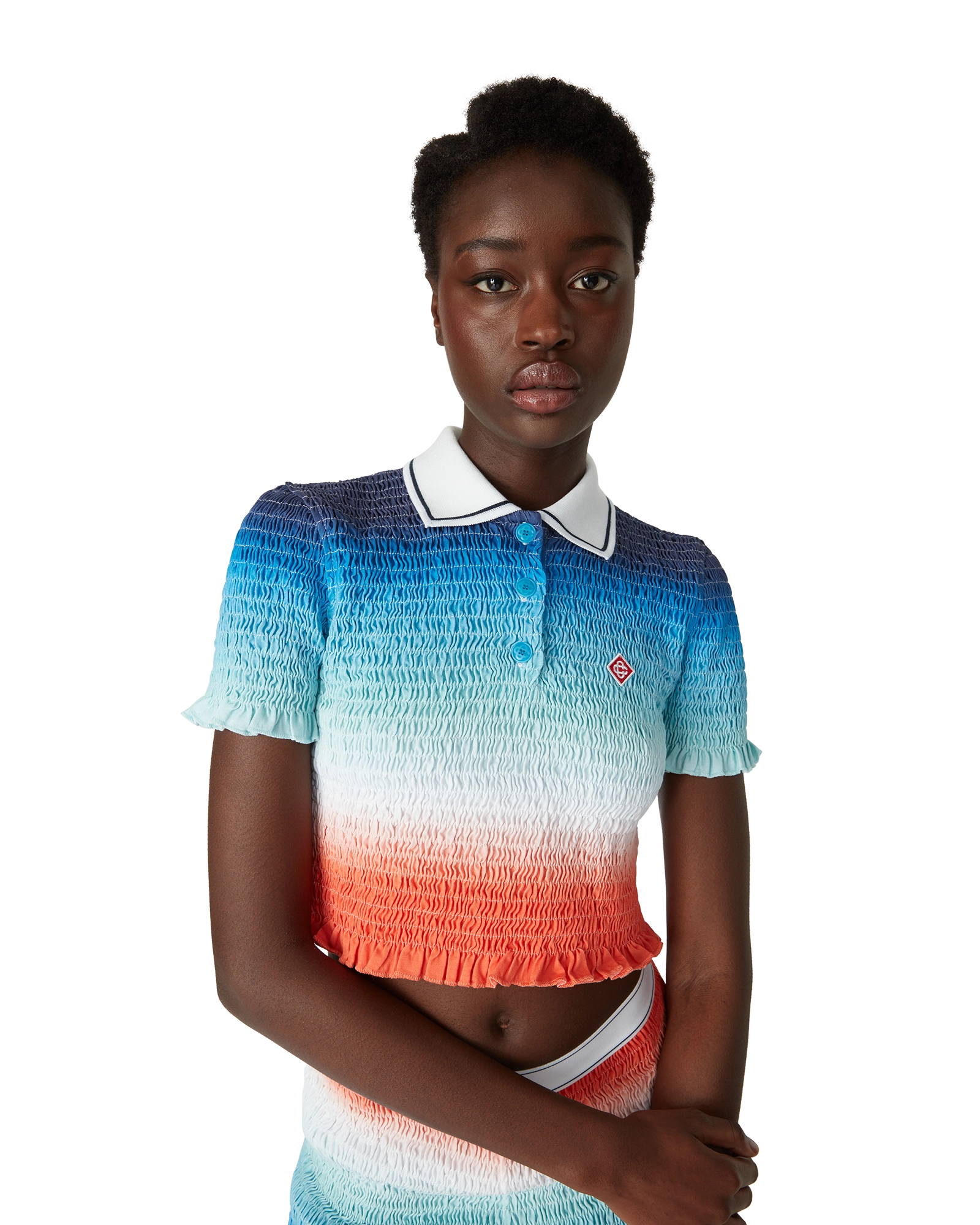 Gradient Cropped Polo Shirt - 图片 5