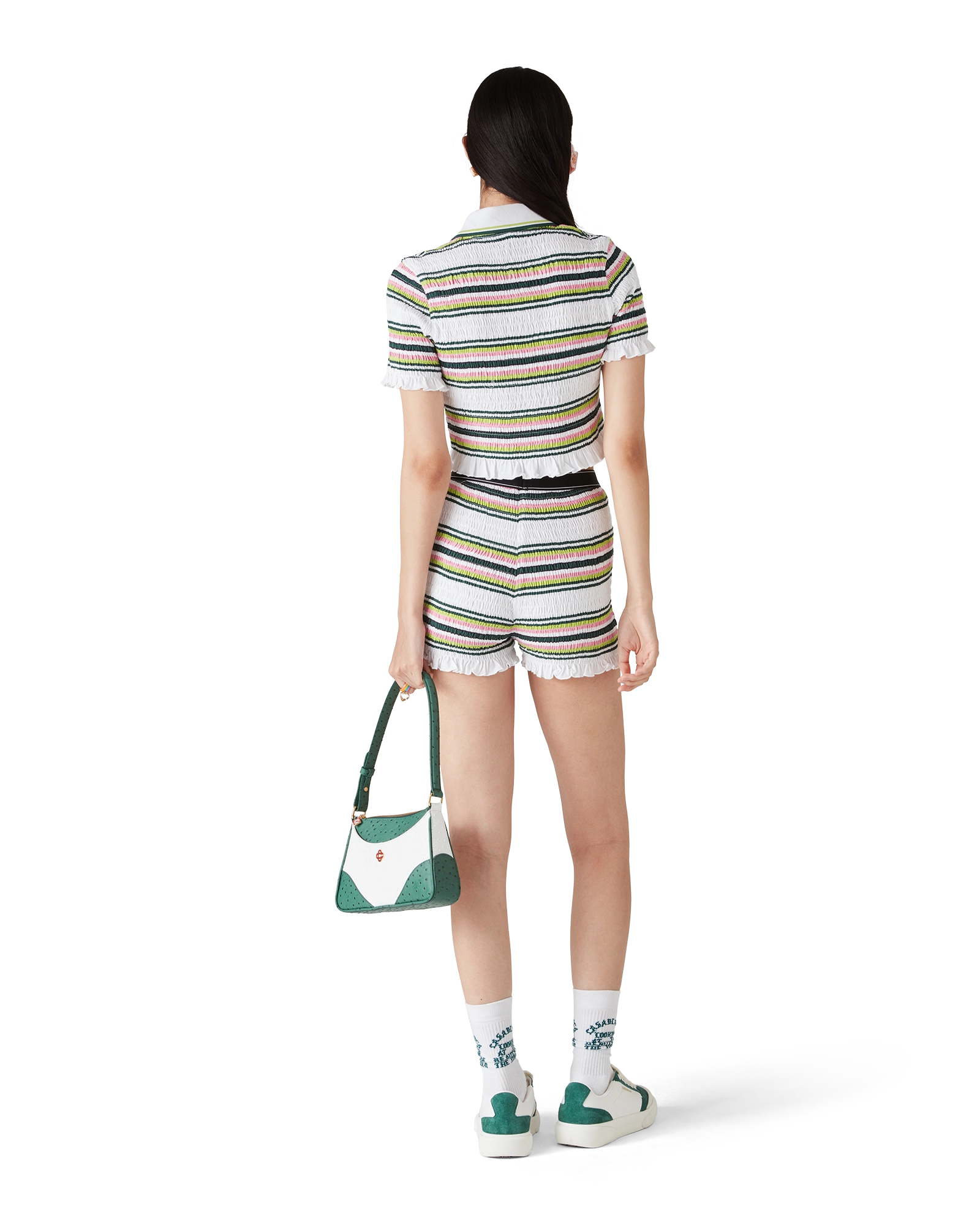 Stripe Cropped Polo Shirt - 图片 3