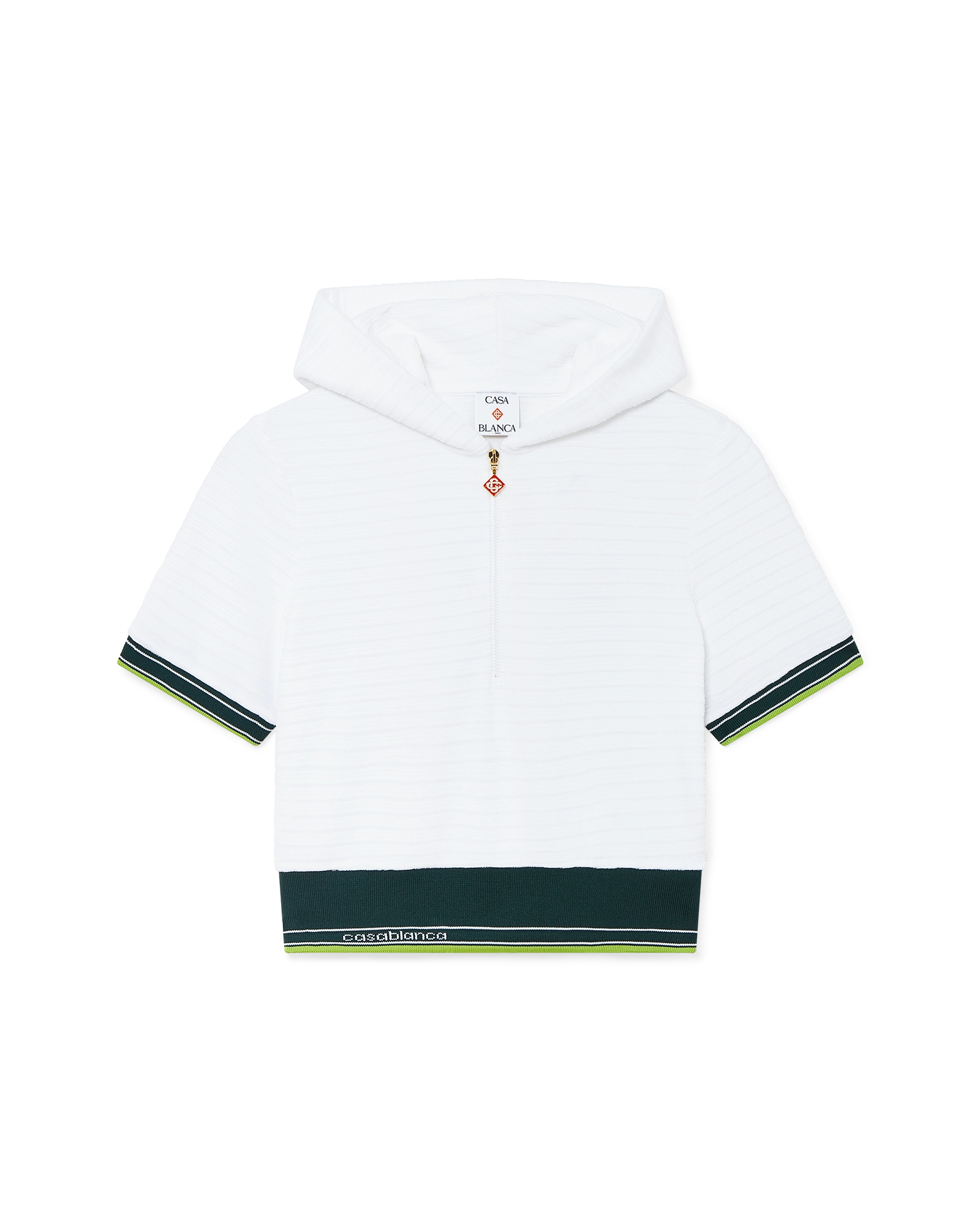 Textured Velour Tennis Cropped Hooded Top