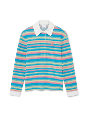 Stripe Towelling Polo Shirt