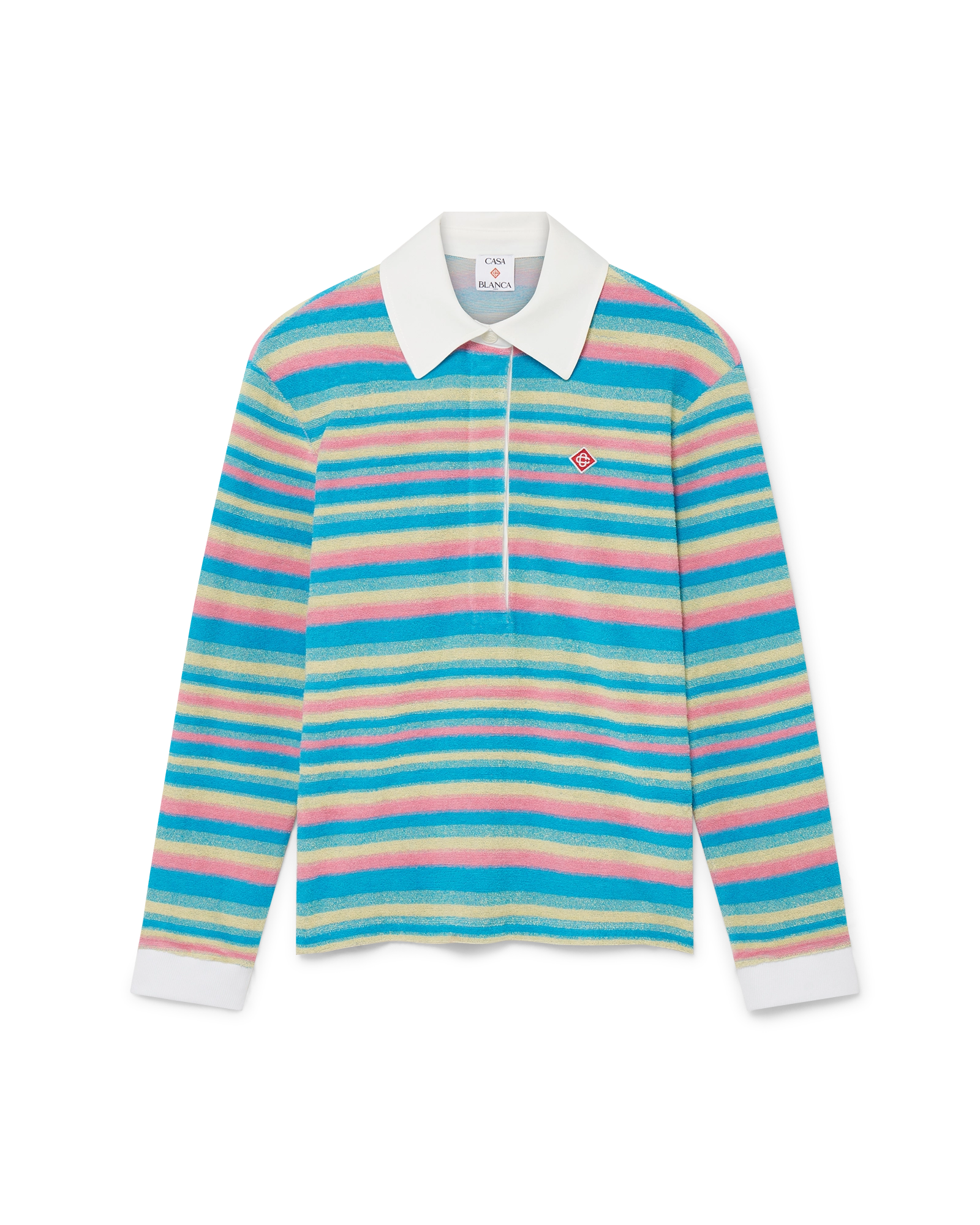 Stripe Towelling Polo Shirt