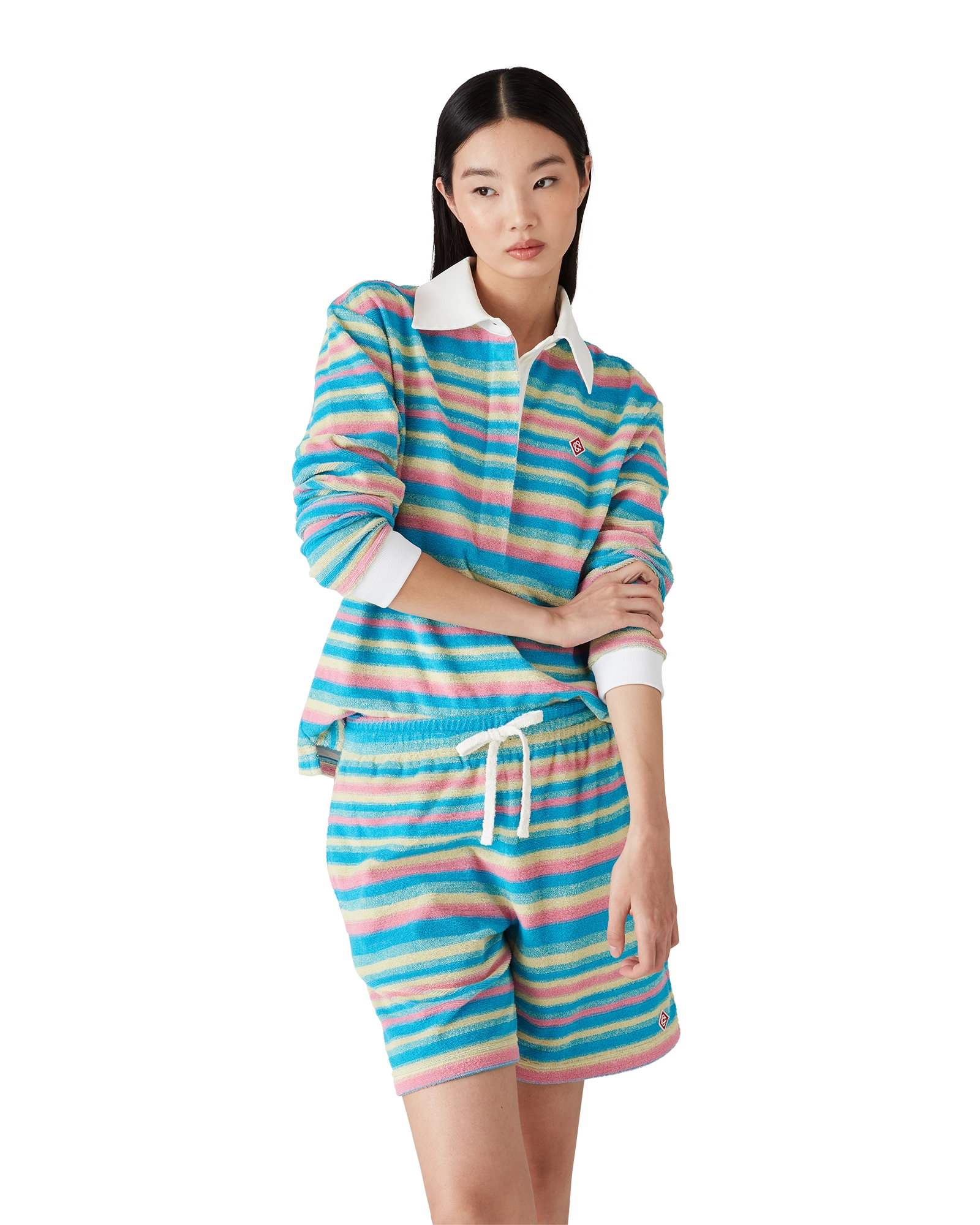 Stripe Towelling Polo Shirt - 图片 4