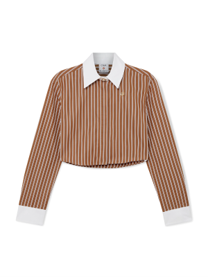 Stripe Cropped Long Sleeve Shirt