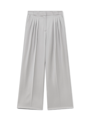 Wool Triple Pleat Tailored Trousers