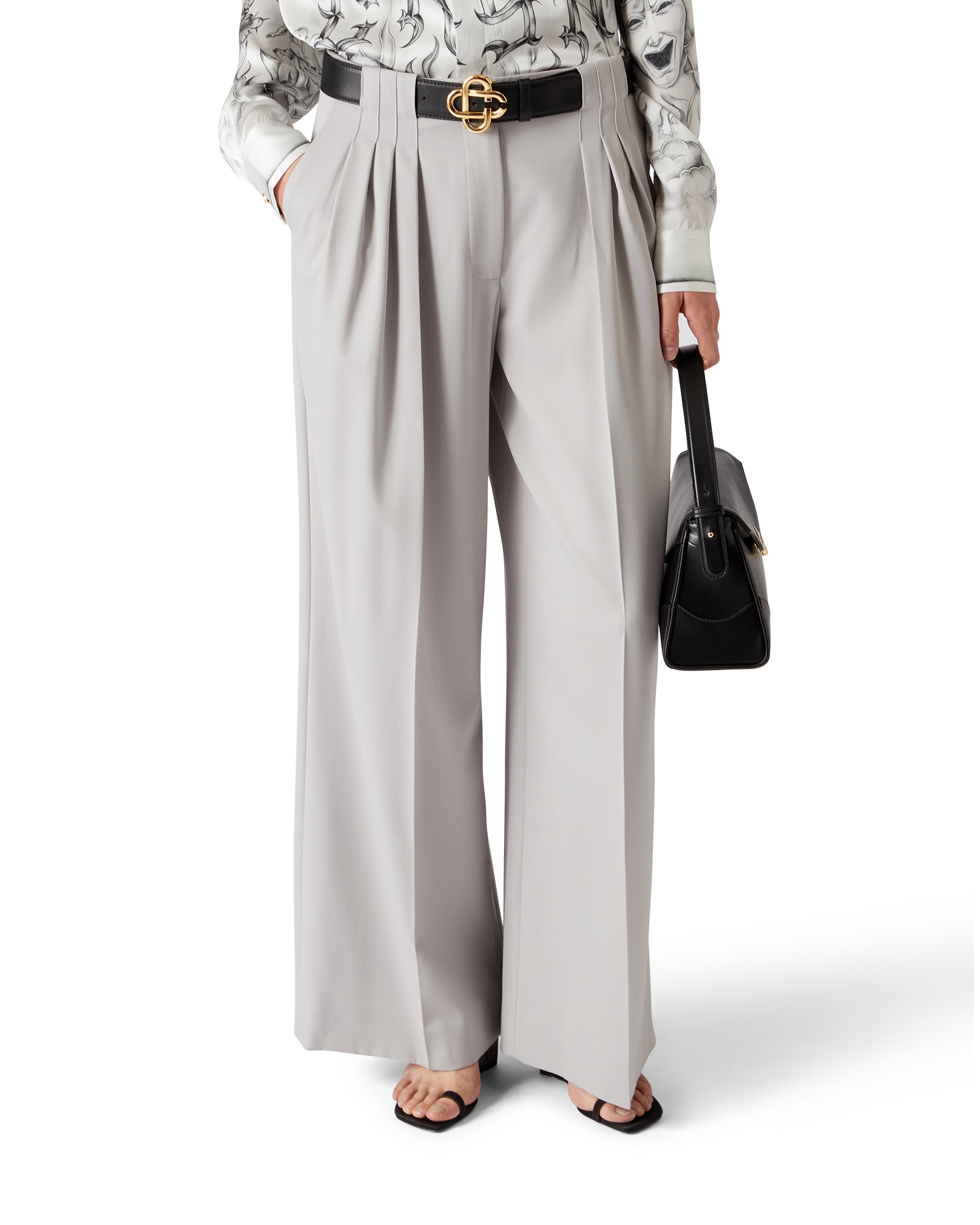 Wool Triple Pleat Tailored Trousers - 图片 4