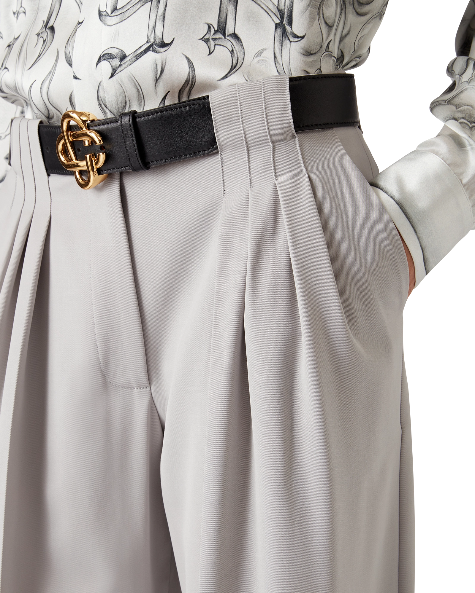 Wool Triple Pleat Tailored Trousers - 图片 5